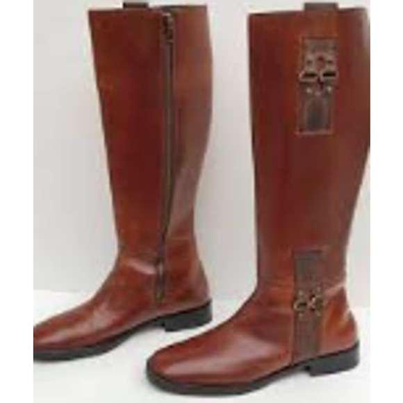 Cole Haan Jeri Toast Brown Buckle Knee High Tall Leather Riding Boot -8B - Picture 1 of 7